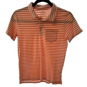 Primary Kids Orange White Stripe Polo Shirt Size 14 Short Sleeve Pocket